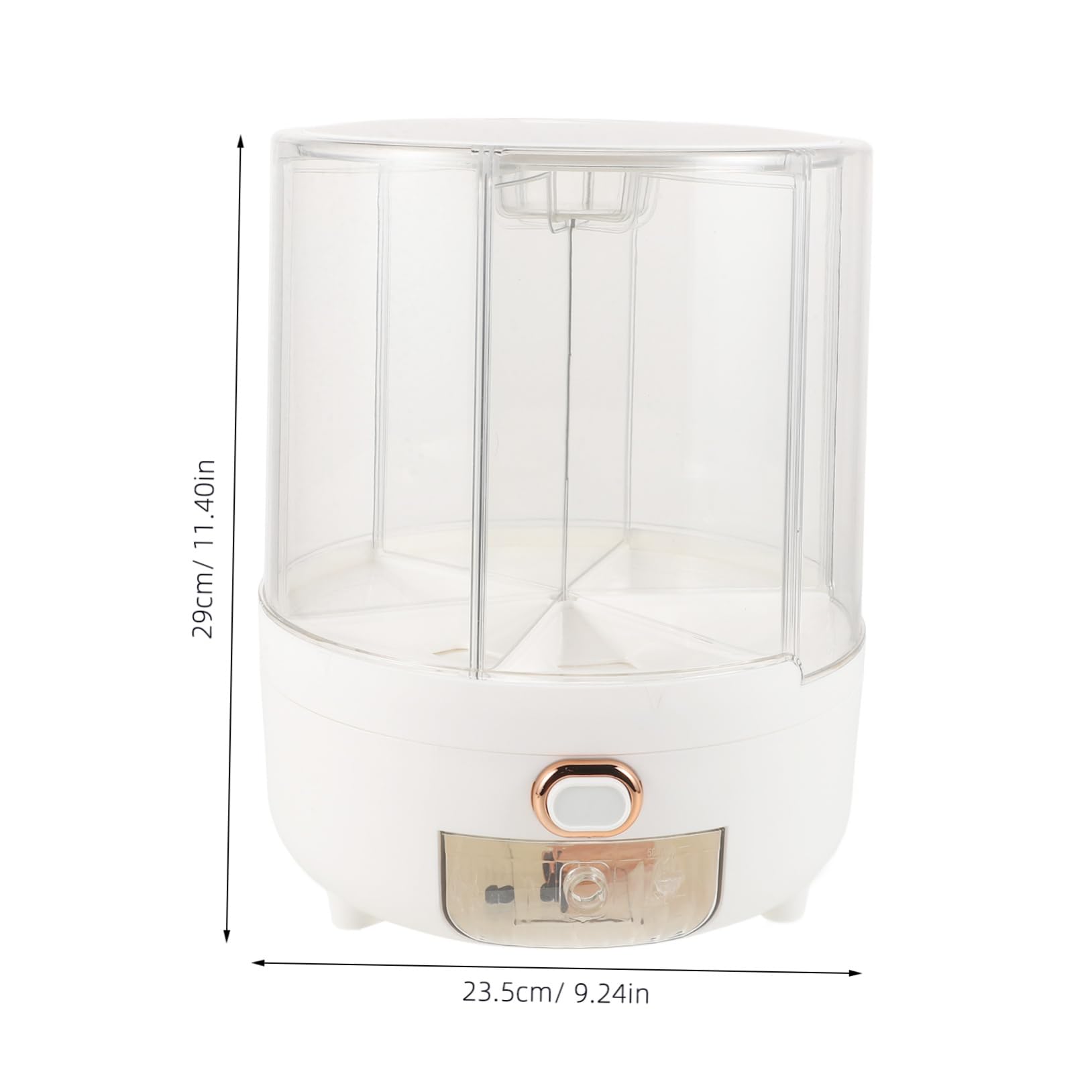 OKUMEYR Rotating Rice Dispenser with Compartments Airtight Grain Storage Container for Cereal Oatmeal Beans Transparent Organizer for Kitchen Use and Pantry Storage