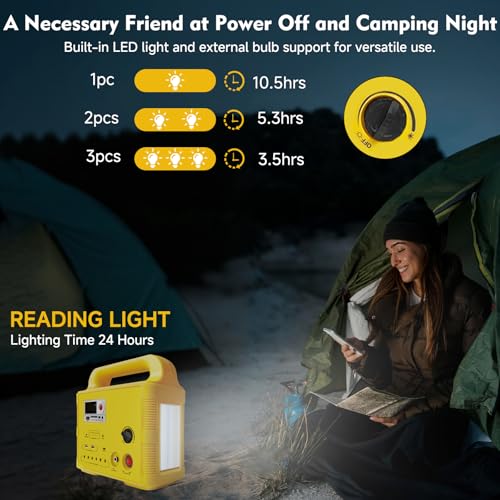 Générateur solaire LiFePO4 avec lampe LED intégrée et banque d'alimentation rouge