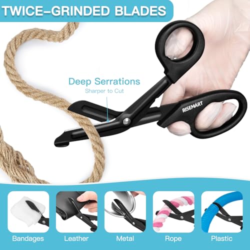 Trauma Shears - RISEMART Bandage Scissors for Nurses, 7.5" Fluoride Coated Non-stick Blades Stainless Steel Nursing Scissors for Doctor, Nurses, Nursing Students, EMS, EMT - Image 4