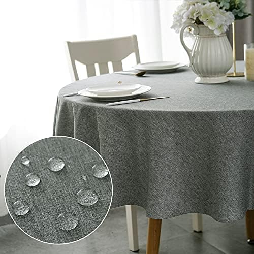 WELTRXE Square Table Cloth,140x140cm,Faux Linen Tablecloth,Water Resistant Spill Proof Wipeable Polyester Dining Table Cover for Cafe Restaurant Buffet Tabletop Decoration,White