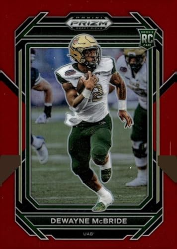 2023 PANINI PRIZM DRAFT PICKS PRIZMS RED #131 DEWAYNE MCBRIDE /299 UAB BLAZERS FOOTBALL OFFICIAL TRADING CARD OF NFL