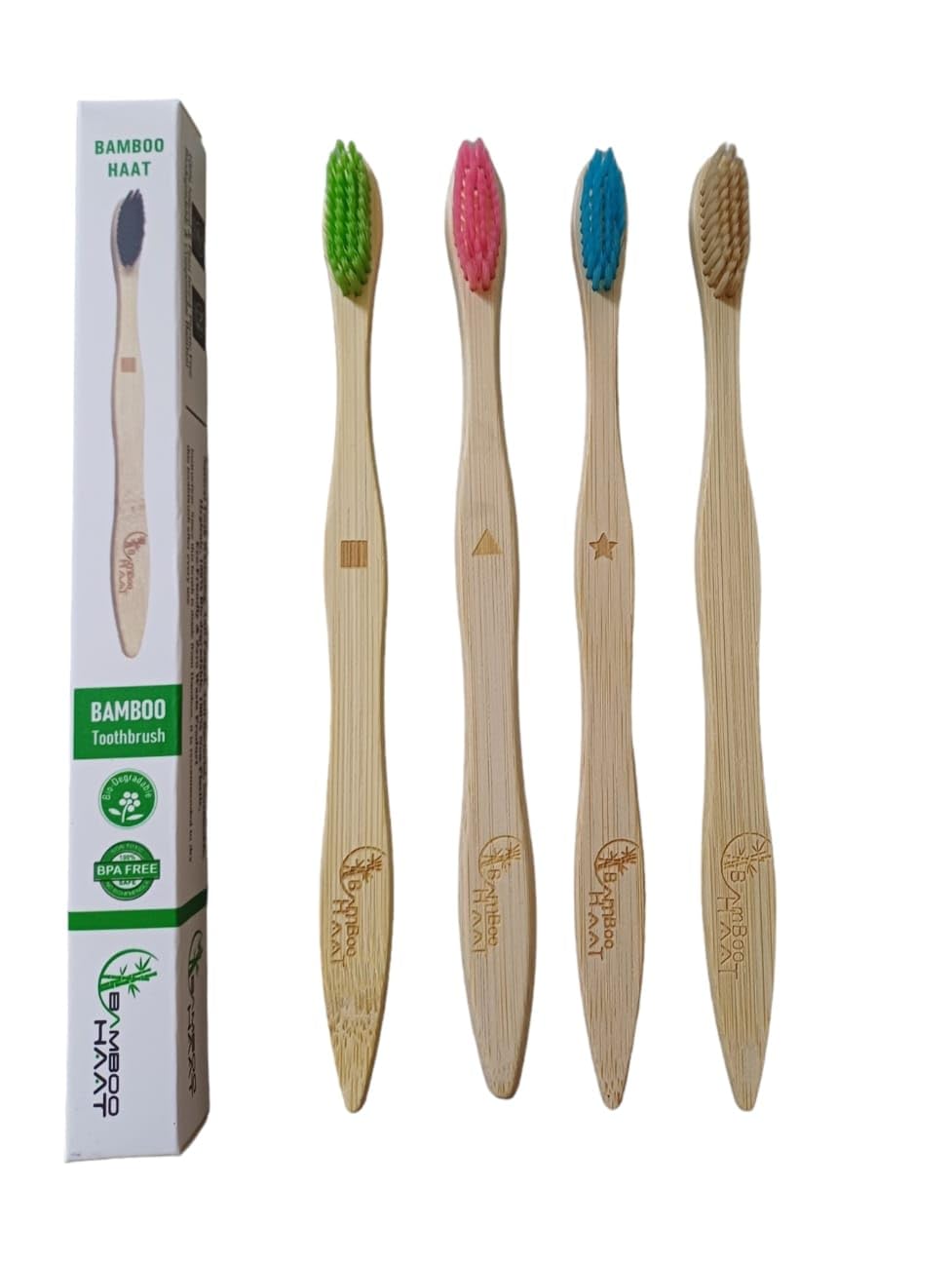 BAMBOO HAAT Organic Bamboo Wooden Manual Toothbrush For Adult Women & Men With Coloured Soft Bristles|Biodegradable|Anti-Bacterial|Natural Eco-Friendly (Pack Of 2) (B0C4B6BJ5J) Amazon Price History, Amazon Price Tracker