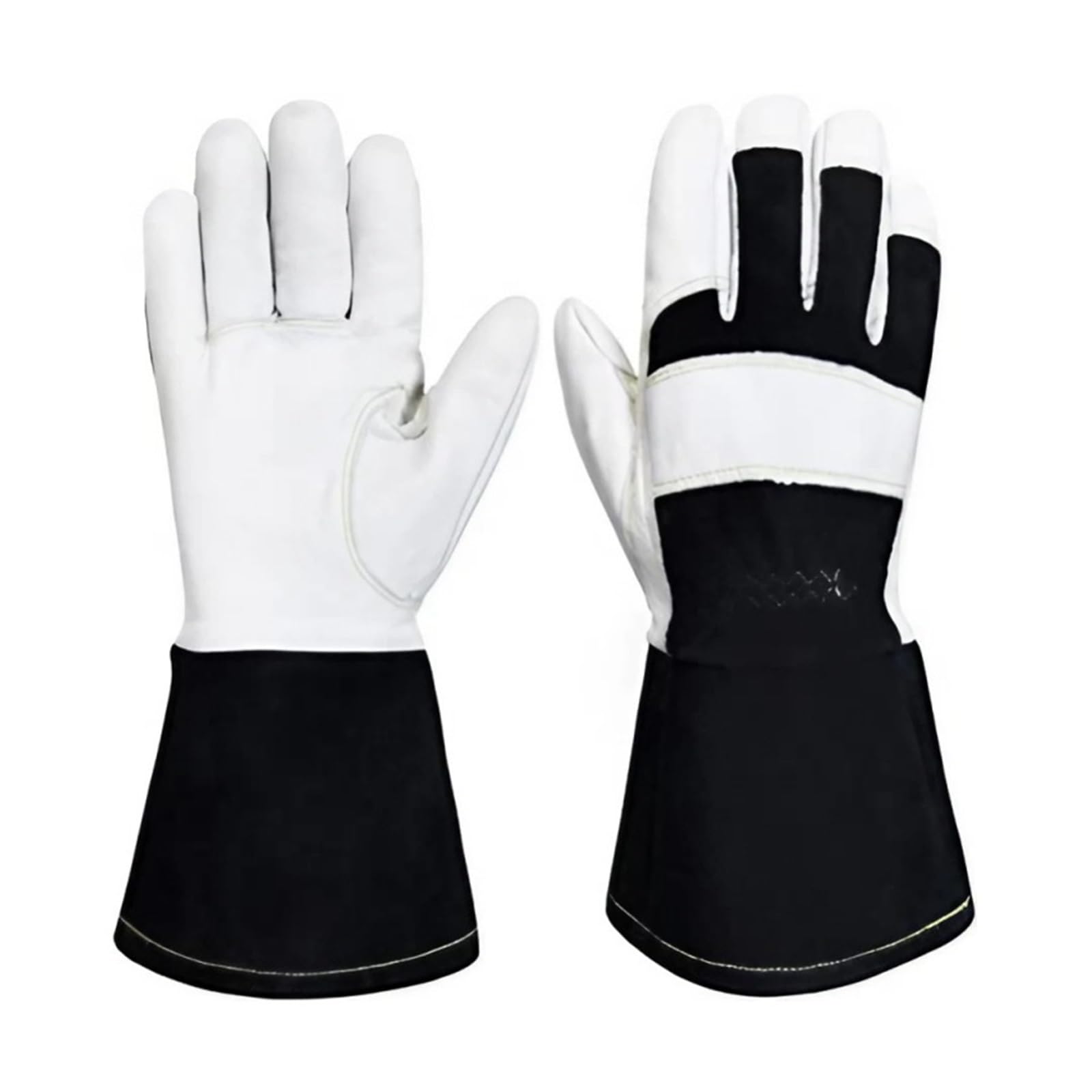 Guantes Soldador Guantes de trabajo seguridad for soldadura TIG, piel cabra, con puño largo, resistentes al calor, a las chispas, en la espalda, 1 par(M)