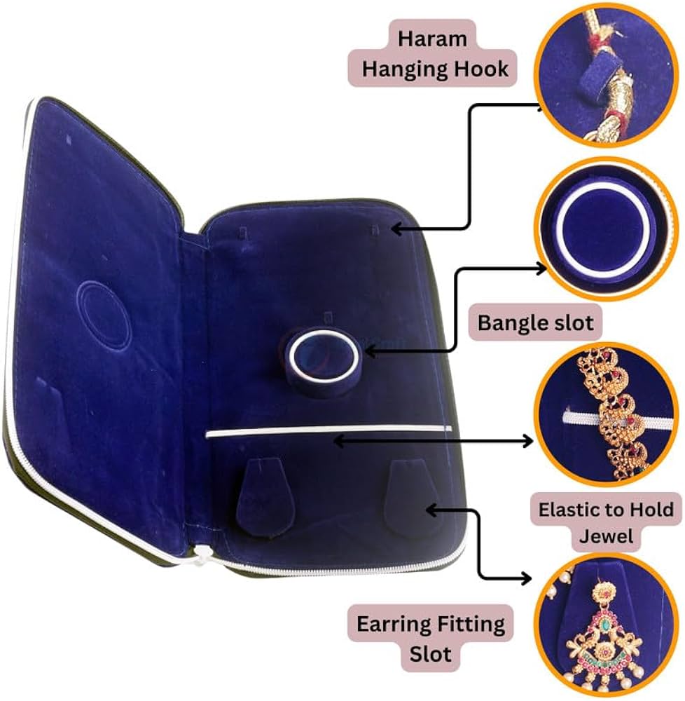 Ideal Craft Long Haram and Earring Jewel Jewellery Zip Purse Pouch