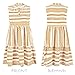 CUPSHE Women's Ruffle Beach Mini Dress Split V Neck A Line Sleeveless Geometric Stripe Tropical Leaf Pattern Summer Dresses, Yellow Geometric XS