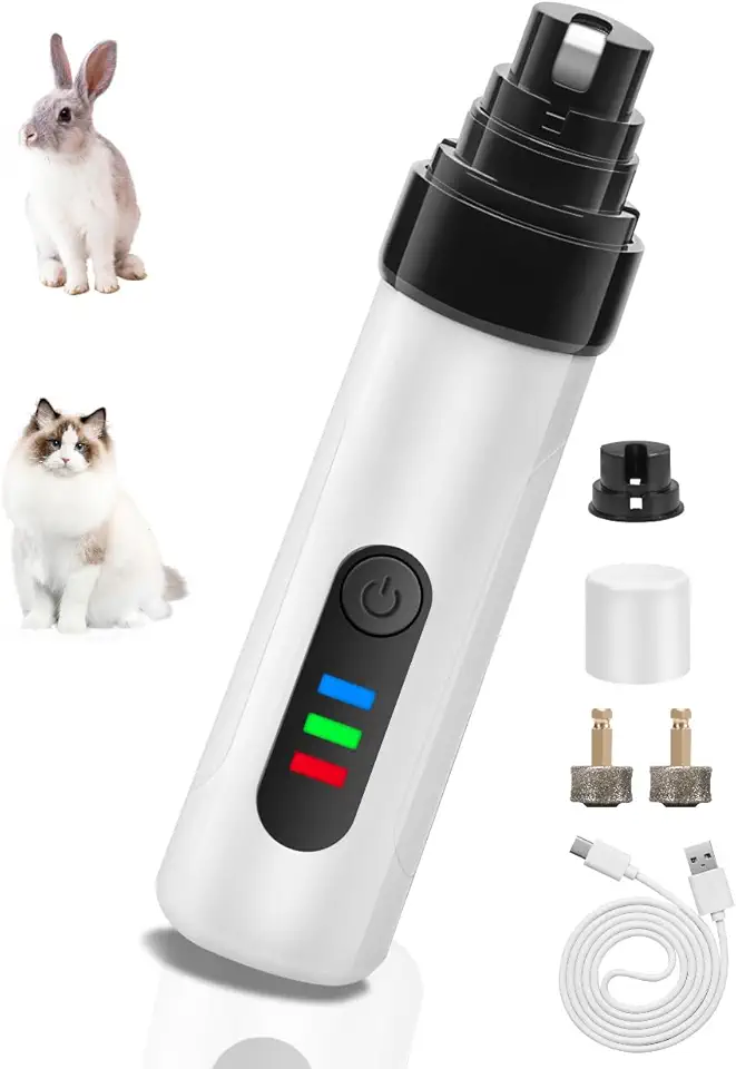 Moedor de Unhas Silencioso para Cães, Pet Lixa de Unha Elétrica, Triturador de Unhas para Cães, Rtador Elétrico de Unhas para Cães, Moedor Elétrico de Unhas para Cães, Recarregável de 2 Velocidades