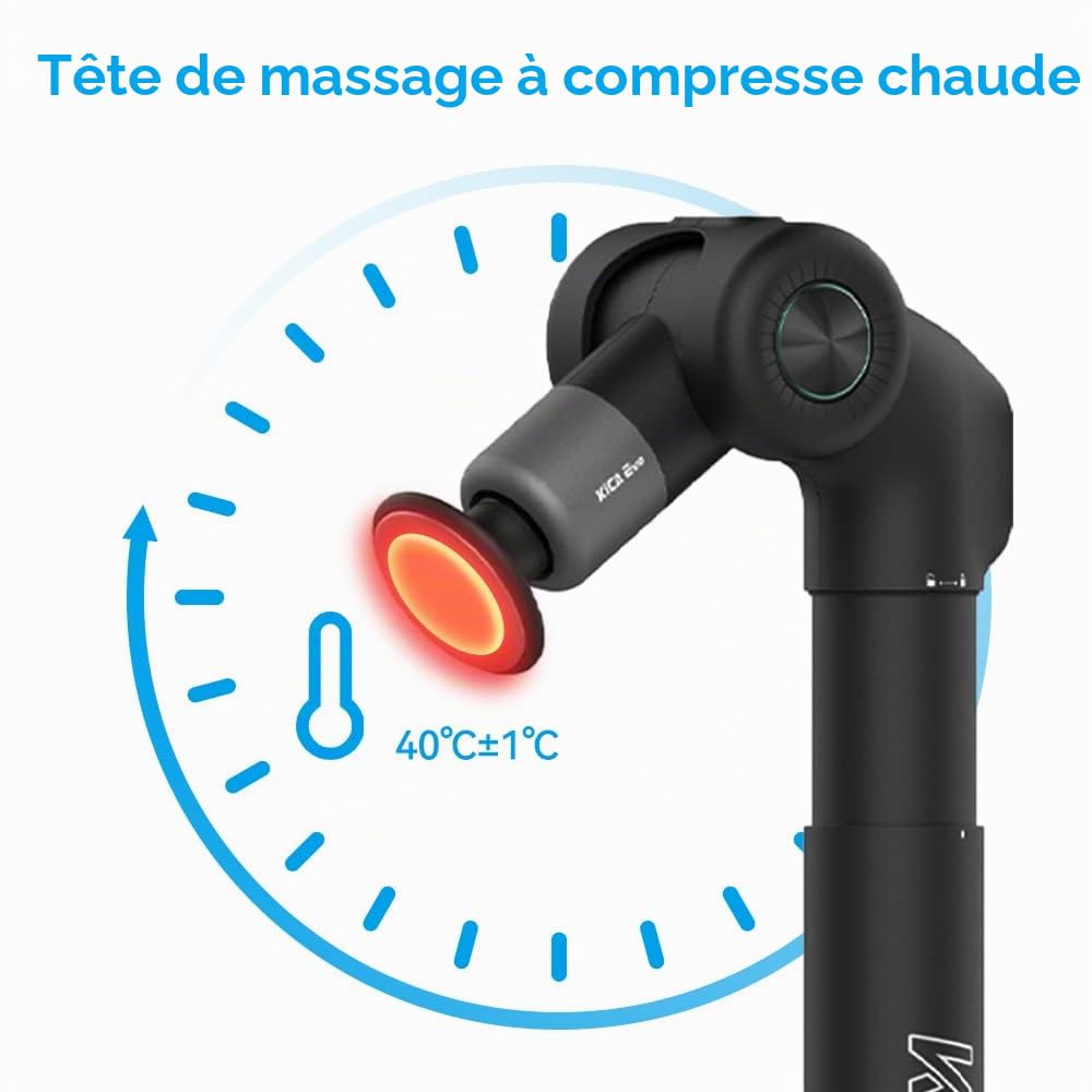 Kica Evo Pistolet de Massage Musculaire,Masseur de tissus profonds avec 6 têtes remplaçables 3200 RPM Amplitude 12 mm,Soulager Douleurs Musculaires