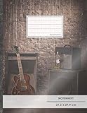 Notenheft: DIN A4 • 48 Seiten, 24 Blatt, 12 Systeme, „Rockstar“ • Original #GoodMemos Schulheft • Mit Inhaltsverzeichnis und Seitenzahlen, Noten-Lineatur 14
