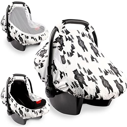 Image of Baby Car Seat Cover，Infant Car Seat Cover for Boys Girls，Car Window Shade for Baby，Breathable & Soft, Bear