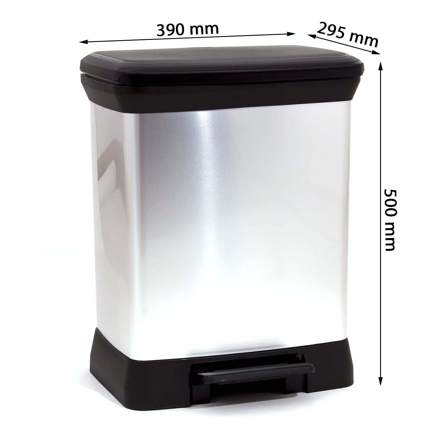 Curver - 203278 - Poubelle à Pédale - Aspect Métal - Polypropylène - 30 L