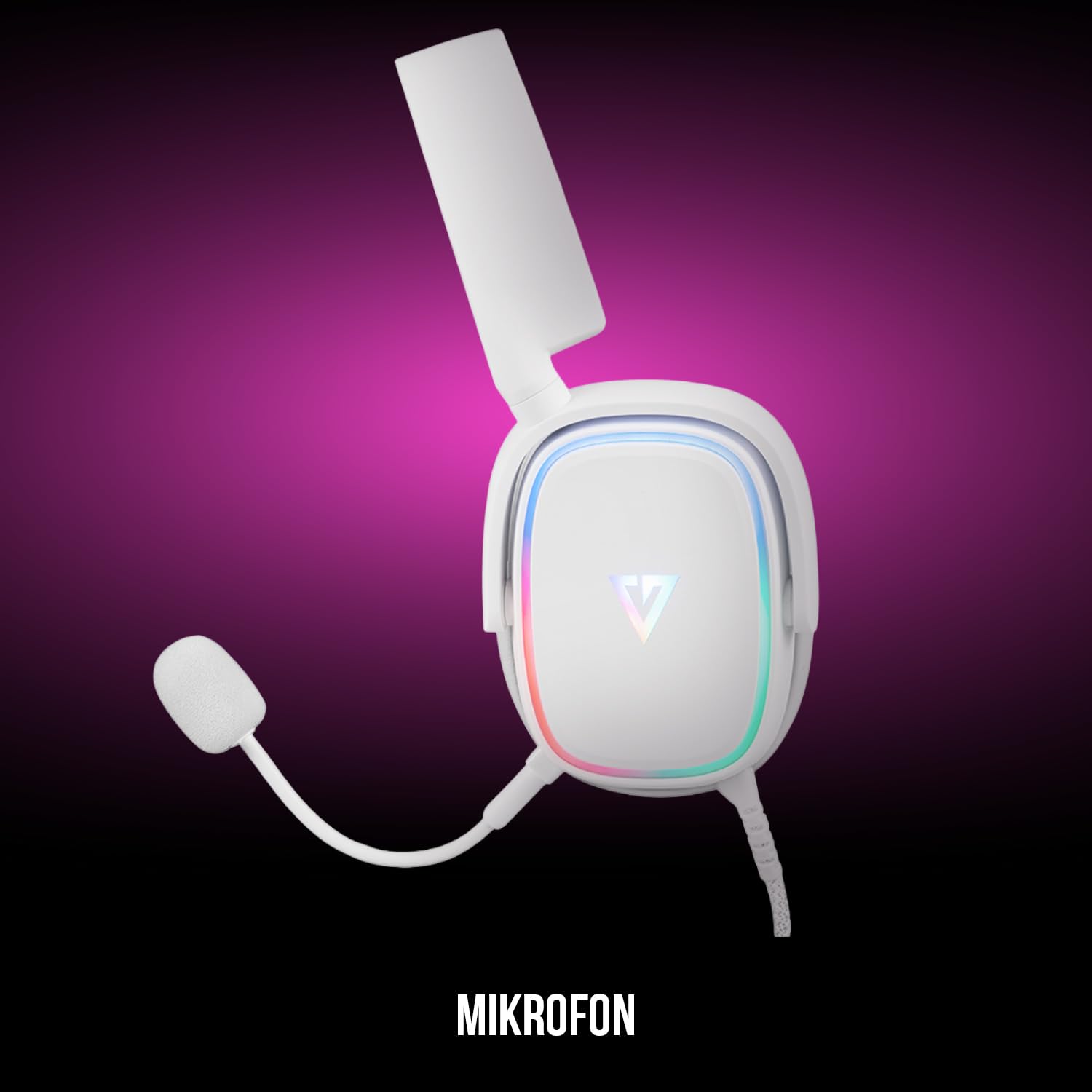 Modecom Volcano MC-899 Prometheo - Cuffie LED RGB bianche 7.1 Virtual Sound, microfono rimovibile.