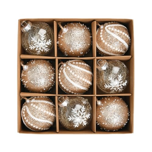M&W DasDesign Weihnachtskugeln Set, 9er-Pack Christbaumkugeln mit 8 cm...
