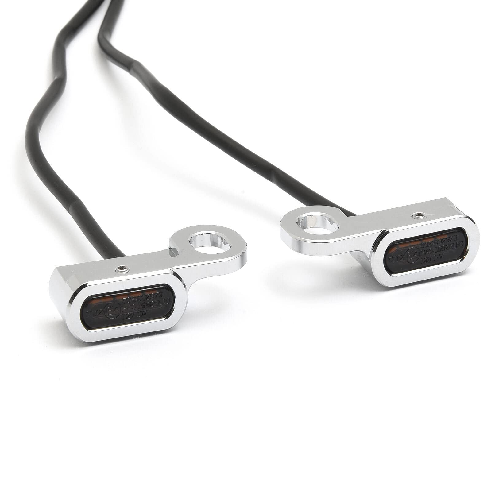 Dock66 Mini LED Blinker Set Lenkerarmatur für Harley mit hydraulischer Kupplung, chrom, ECE