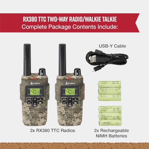 image for Cobra RX380 Walkie Talkies (2-Pack) – Weather Resistant Two Way Radi