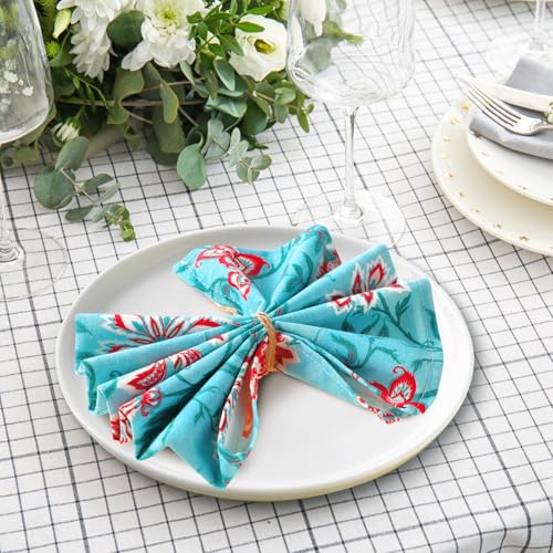 Mindsoft FEN-MINDSOFT-650 24 Pcs Cotton Cloth Napkins Mix Lot Napkins Floral Napkins 15 X 15 Inch Hand Block Flower Print Napkins Washable Indian Napkins Cloth thumb #6