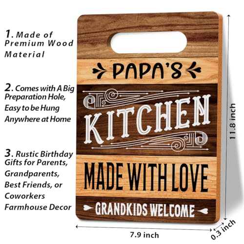 Papa Gifts Papa Cutting Boards for Kitchen Kitchen Gifts for Papa Kitchen Wall Art Cutting Board Gift Papa Cutting Boards Gifts Fathers Day Birthday Gifts for Papa 8 x 12 Inch