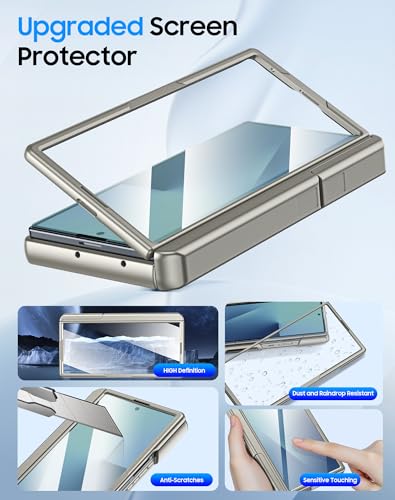 Image of for Samsung Galaxy Z Fold 7 Case with Card Holder RFID Blocking, Built in Slide Lens Cover & Hinge Protection & Kickstand & Screen Protector, Shockproof Wallet Case for Z Fold 7 (Titanium Gold)