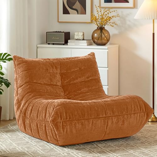 Image of HABUTWAY Giant Bean Bag Chairs Lazy Sofa for Adults,Single,Brown | Bean Bag Sofa with Filler Faux Fur, Memory Foam Bean Bag Fireside Lazy Sofa Couches for Living Room, Bedroom, Office