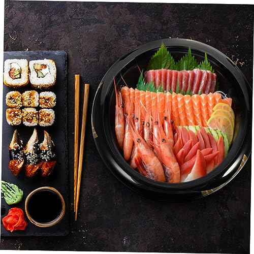 Plato japonés para sushi plástico negro redondo miniatura 6