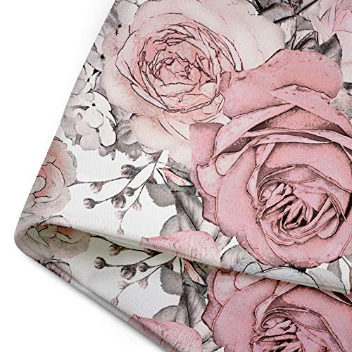 Golee Throw Pillow Cover Gray Abstract With Pink Flowers And Leaves On White Watercolor Floral Pattern Rose In Pastel Color Decorative Pillow Case Home Decor Square 16X16 Inches Pillowcase #TOP3
