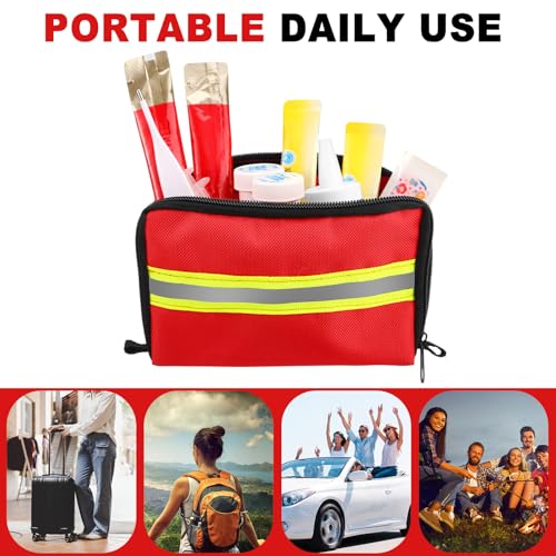 Image of Threlaco 6 Pcs Lifeguard Mini First Aid Kit Empty Bag 5.91 x 3.94 x 1.57 Inch with Reflecting Strips Zippered for Emergency Car Home Office Kitchen Sport Outdoors Camping Hiking