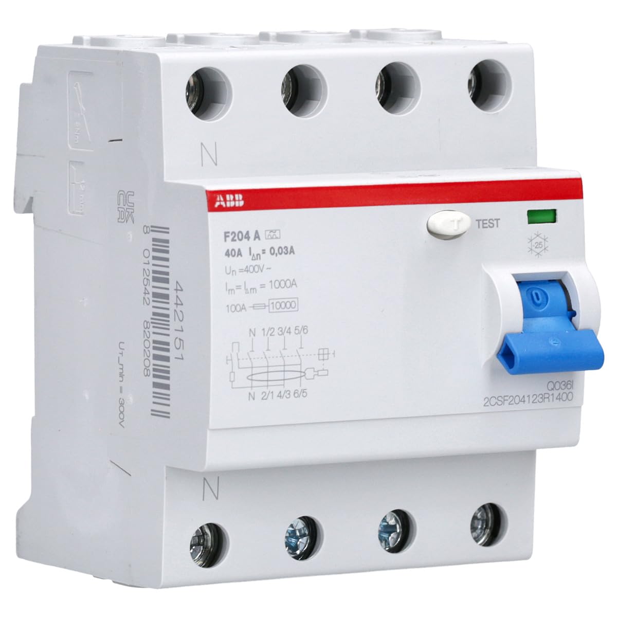 ABB F204A-40/0.03-L Disjoncteur différentiel 4P Type A 30mA 40A 2CSF204123R1400