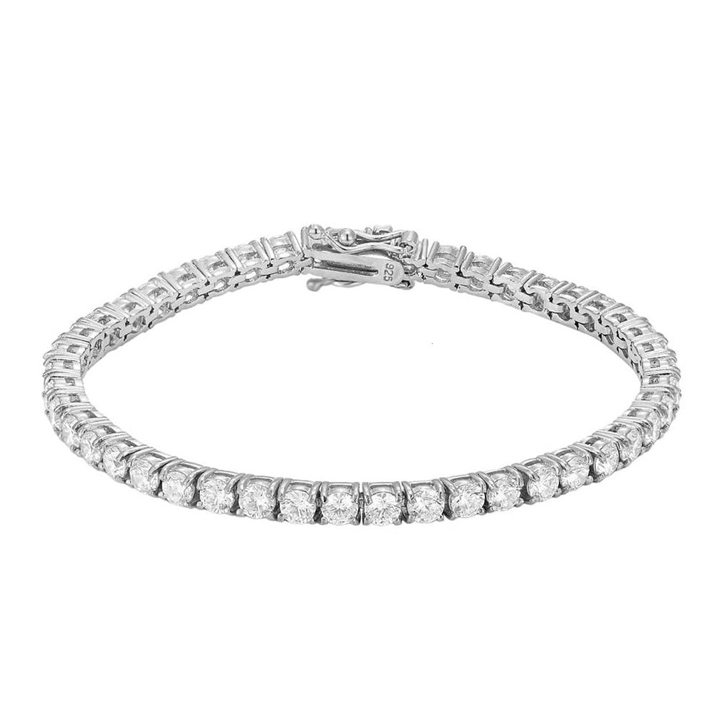 Bracciale Tennis in Argento 925 Rodiato con Zirconi Bianchi Taglio Diamante