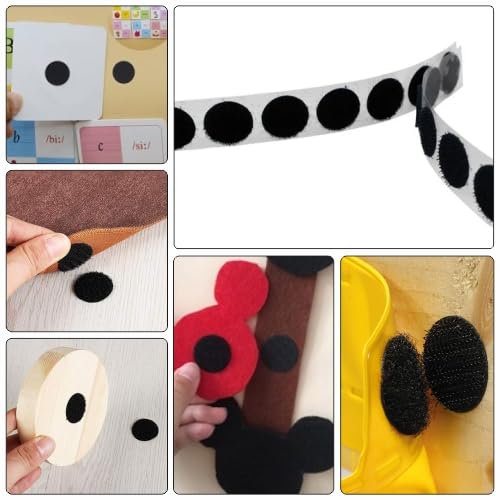 Image of Sky Ezee Self Adhesive Hook & Loop Dots Tape - 13 MM Diameter Black Color (50 Pairs)