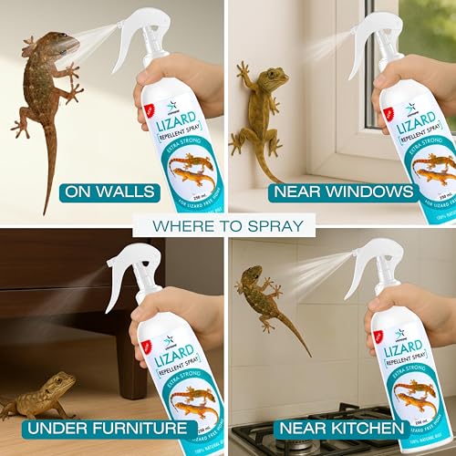 Image of VRPRIME Lizard Repellent for Home Spray Pest Control | Made with Plants Oil, Natural Non Toxic, Irritant-Free, Chemical-Free | Baby Safe Plant Safe (250 ML) (Peppermint) (Pack of 4)