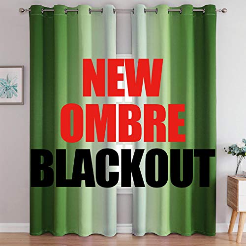 Image of G2000 Blackout Curtains & Drapes for Bedroom Living Room 84 Inches Long Green and Greyish White Room Darkening Window Treatments Ombre Thermal Insulated Light Blocking Grommet Backdrop 2 Panels Set