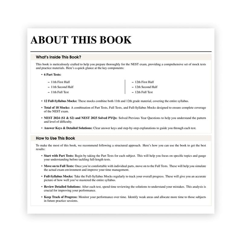 Image of SciAstra NEST Mock Test Book 2026 | NISER NEST 2026 Preparation Book | PYQ & Question Bank | Exam Pattern | Full Length Tests | Chapterwise Practice Sets | Detailed Video Solutions