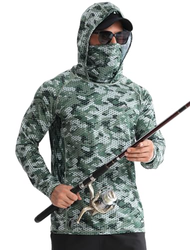 Lakaka UPF 50+ Fishing Hoodie with Mask for Men Women Long Sleeve Lightweight Rash Guard Hunting Hiking Shirt2