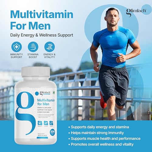 Image of Glimlach Multivitamins For Men & Women with Zinc, Vitamin C, Vitamin D3, Multiminerals & Enhances Energy, Stamina & Immunity, Multivitamin and Mineral Nutrition Addition