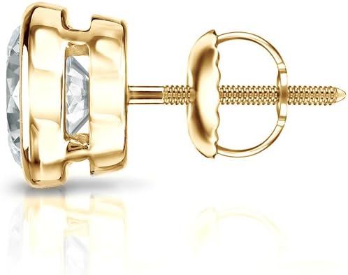 Diamond Wish 18k Gold Round Single Diamond Stud Earring (1/8 to 1cttw, G-H, SI1-SI2) Bezel-Set, Screw-Back - Image 2
