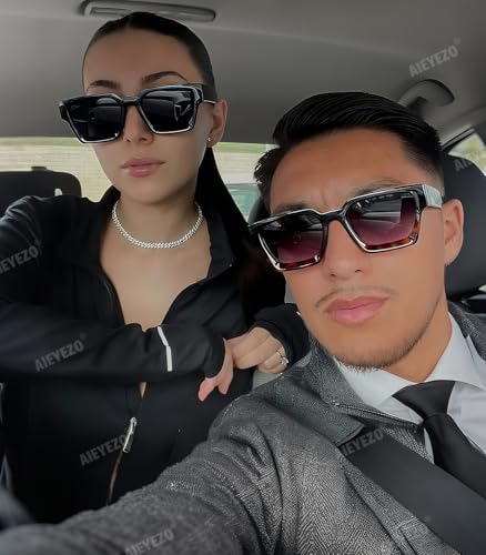 Image of AIEYEZO Square Sunglasses for Women Men Square Thick Frame Sun Glasses Simple Designer Style Shades