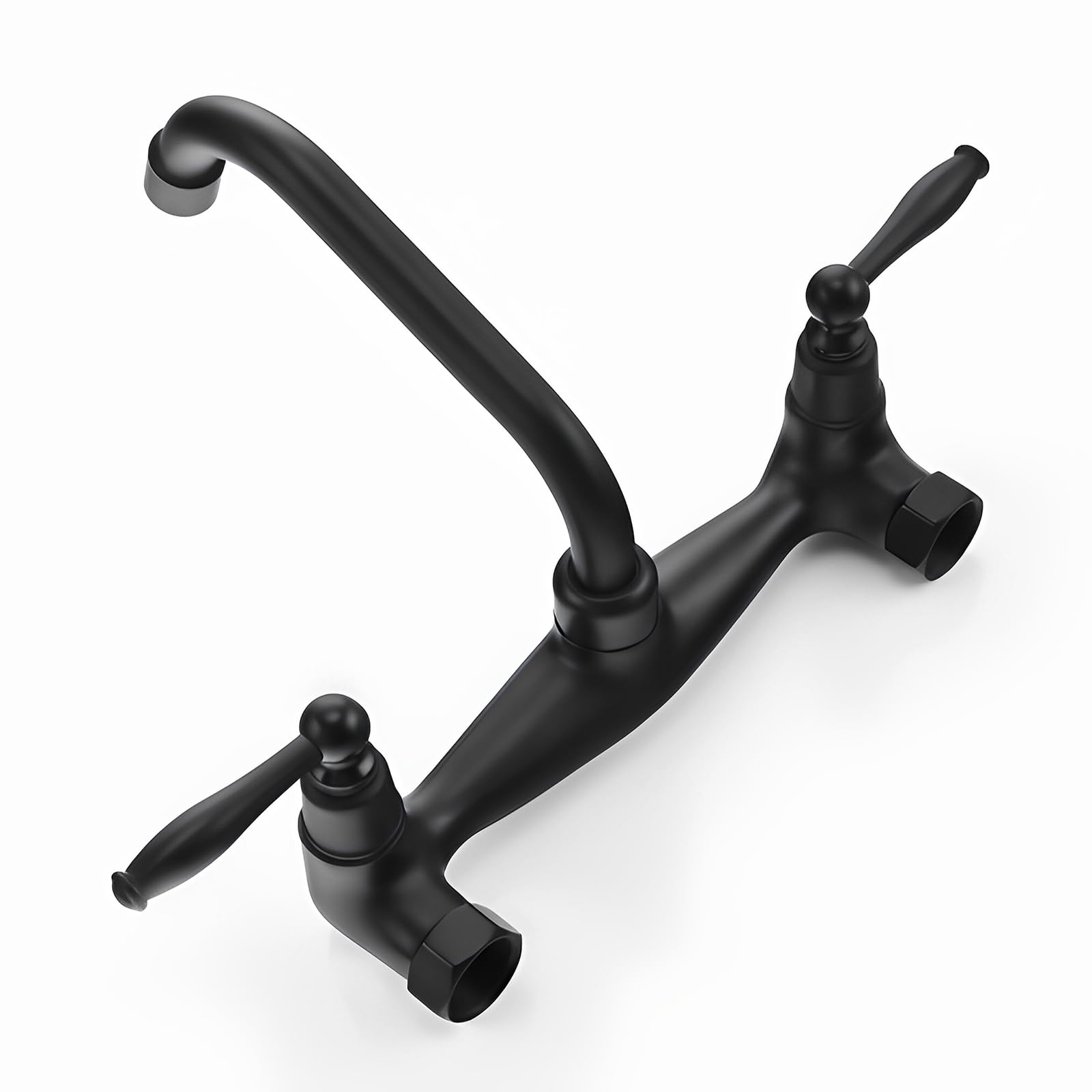 XJTNLB Grifo Bimando Lavabo Vintage Grifo de Pared para Lavabo Negro, Griferia Baño Vintage con 2 Asas
