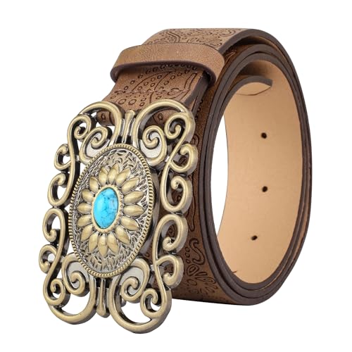 CHIC DIARY Women Western Leather Blet Cowgirl Country Belt Vintage Waist Belt for Jeans