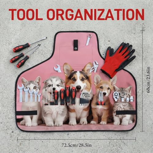 Delantal de trabajo con 8 bolsillos y ajuste cruzado miniatura 2