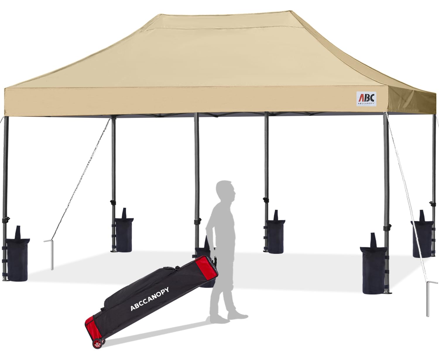 ABCCANOPY Patio Pop Up Canopy Tent 10x20 Commercial-Series (Beige)
