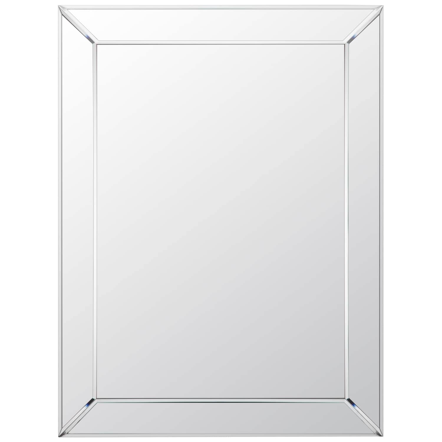 Biznest Silver 60X80cm Frameless Mirrored Border Bevelled Glass Mirror Modern & Stylish With Contemporary Rectangular Edges
