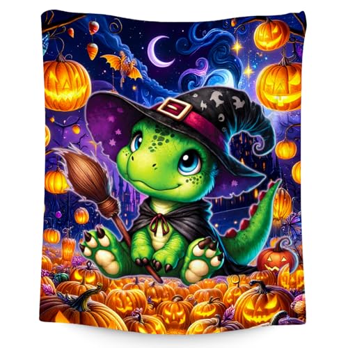 Halloween Throw Blanket, Dinosaur Blanket Gifts for Boys Girls, Warm Flannel Throw for Couch, 40"x50"