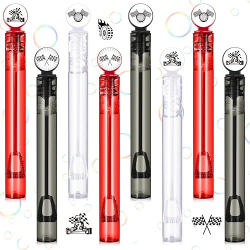 Hollowfly 24 Pcs Race Car Party Favors Race Car Bubble Wands for Kids Racecar Wheels Themed Birthday Party Supplies Classroom Prizes Stuffers Goodie Bag Piñata Fillers