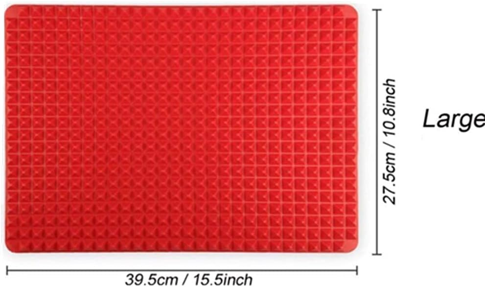 Silicone Pyramid Baking Mat Non-Stick Value 1 Pack, Reducing Healthy Cooking Heat-Resistant for Grilling BBQ 15.1 X 10.6Inch Color Red (1 Pack Red Mat)