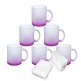 MR.R 11oz Set of 6 Sublimation Blanks Frosted Purple Glass Mug,Coffee Mugs with Handle for Heat Thermal Coating Transfer