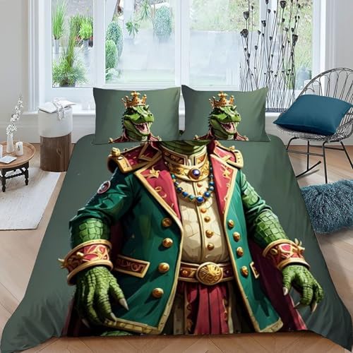 Housse de couette imprimé 3D crocodile parure de lit double microfibre douce - 3