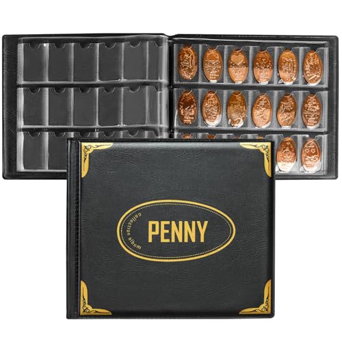 CollectHall Pressed Penny Book Penny Album Hold 216 Coins Black