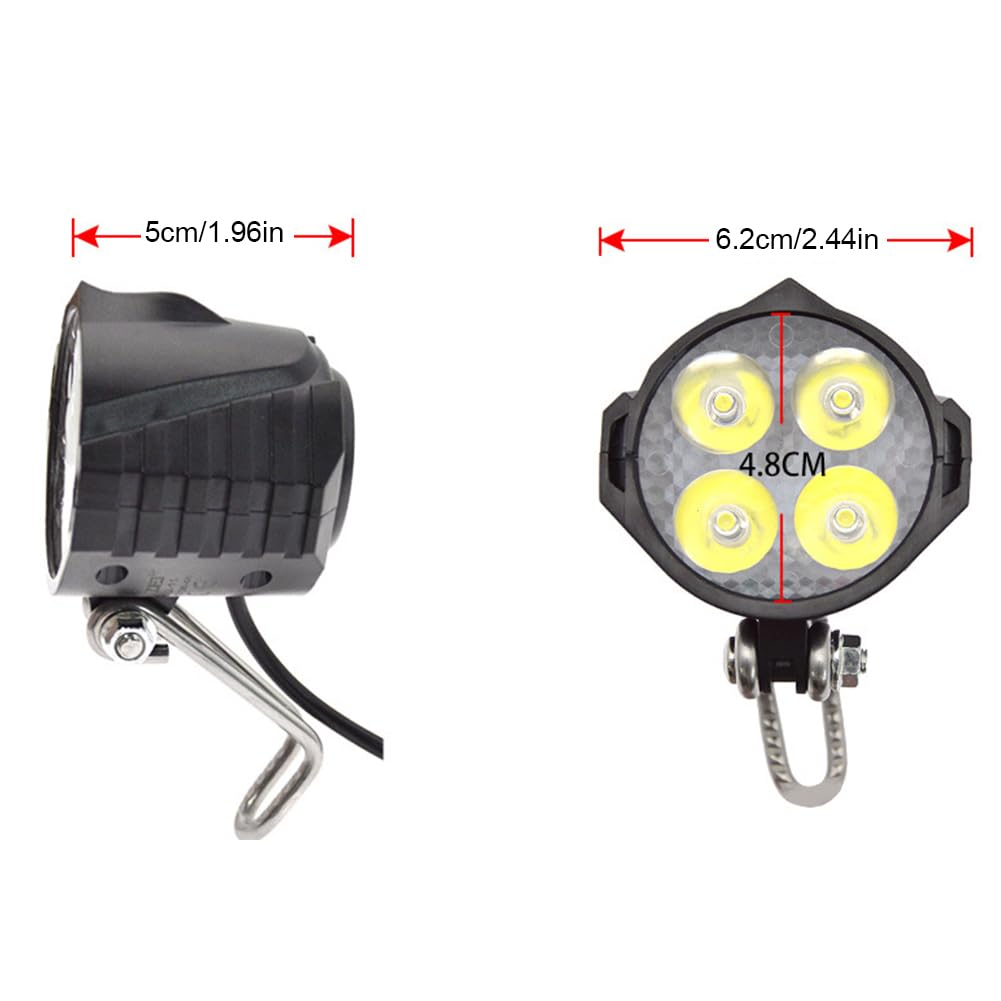 Starnearby Set di Luci Bicicletta 24V-48V Faro e Clacson per Bici Elettrica Fanale Posteriore per Bici Elettrica con Indicatori di Direzione e Luce Freno, Luce Anteriore e Posteriore per E-Bike
