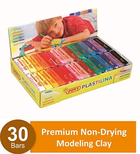 Jovi Plastilina Reusable and Non-Drying Modeling Clay; 1.75 Oz. Bars, Set of 30