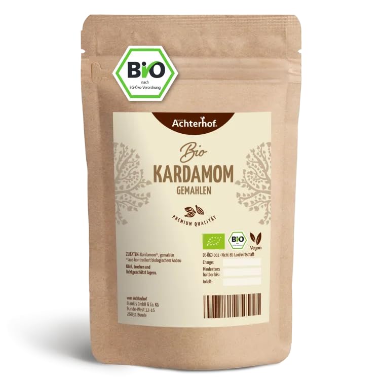 Bio Kardamom gemahlen 100g | fein gemahlenes Kardamom Pulver | Kardamompulver Premiumqualität natürlich vom-Achterhof Kardamon