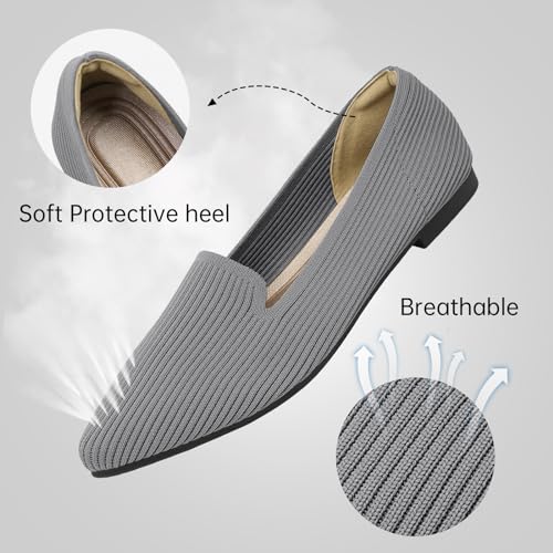 Image of TINGRISE Women's Flats Shoes Pointed Toe Knit Washable Ballet Comfortable Dressy Work Flat